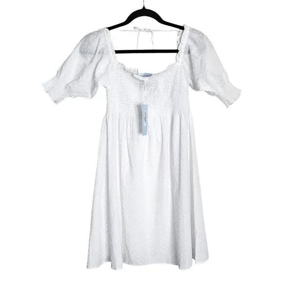 Hill House Athena White Sheer Swiss Dot Nap Mini Dress - Picture 4 of 13